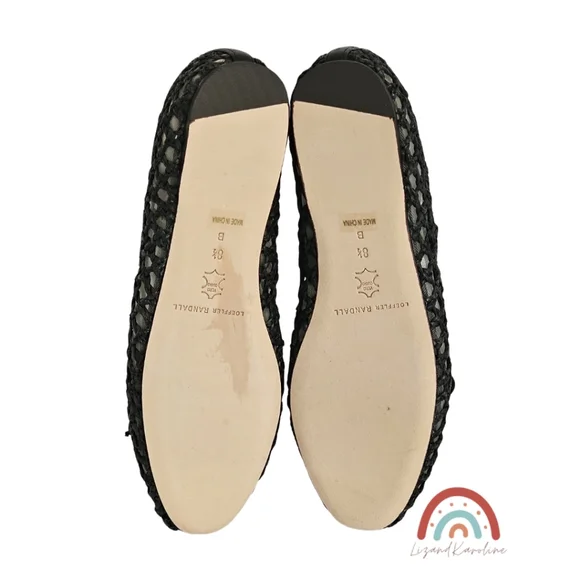 New! Loeffler Randall Leonie Black Crochet Woven Raffia Leather Ballet Flat - Picture 14 of 16